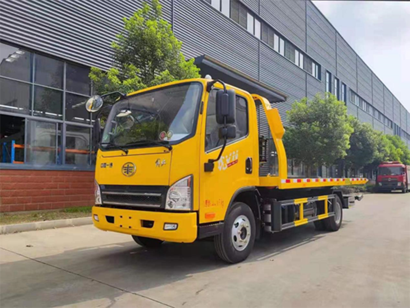 國六藍牌解放一拖二清障車